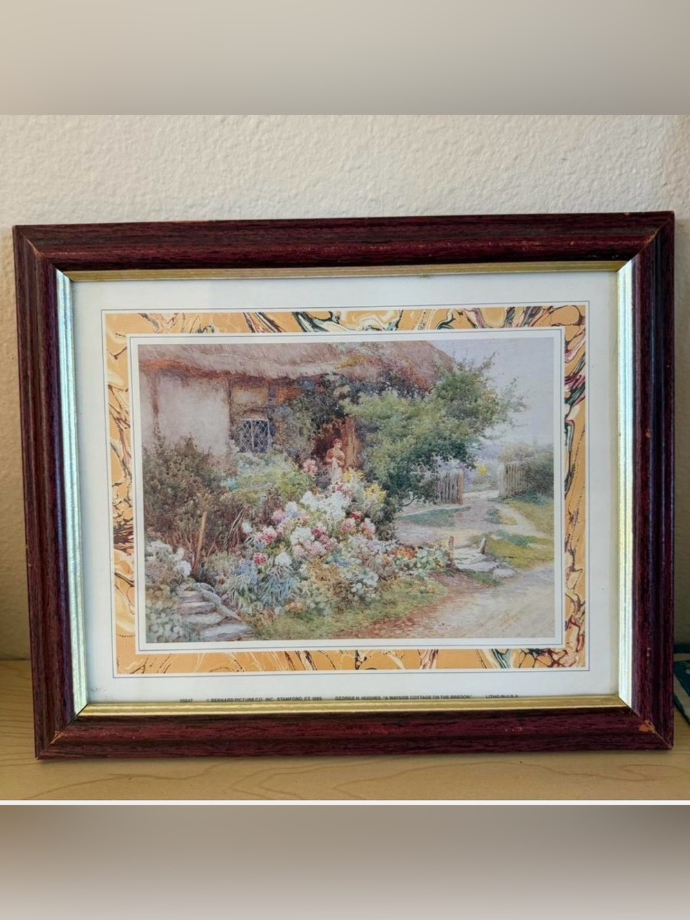 Vintage Cottagecore Framed Art "A Wayside Cottage On The Bredon" George Hughes